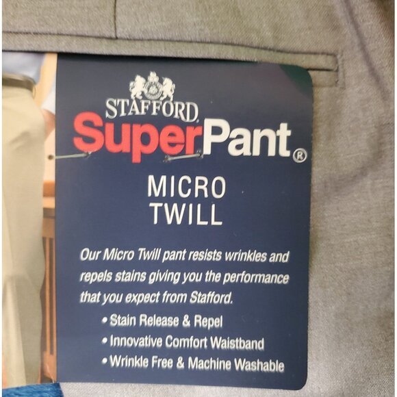 Stafford Men's Super Pant Dress Pants Gray Twill NEW 42x30 - Picture 6 of 6